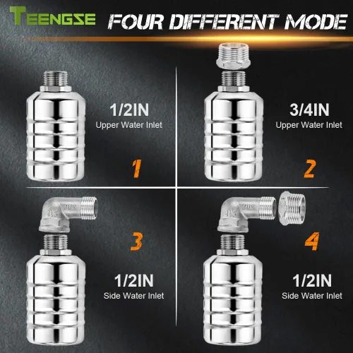 Miniatura 3 de Kit de 2 válvulas de flotador de acero inoxidable 304 – Control automático de nivel de agua para tanques y canales de ganado, incluye accesorios