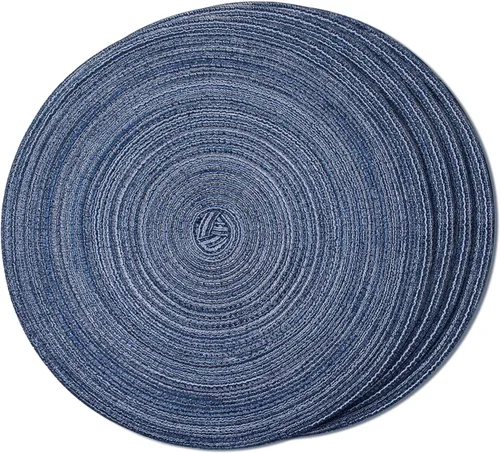 Miniatura 33 de FunWheat Juego de 4 manteles individuales redondos trenzados para mesas de comedor, manteles tejidos resistentes al calor, 15 pulgadas