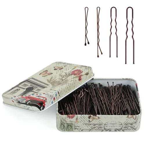 Miniatura 10 de MAORULU Horquillas Bobby con estuche lindo, 250 unidades de horquillas para moños, horquillas de alta calidad para niñas, chicas y mujeres, ideales