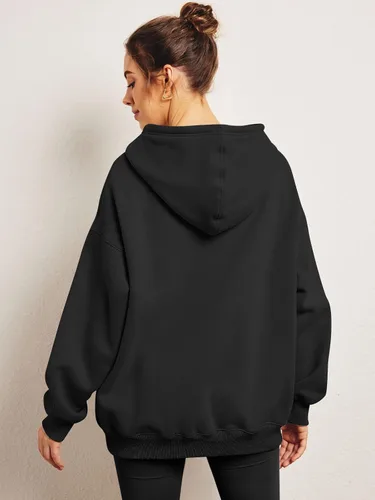 Miniatura 5 de Trendy Queen Sudaderas de gran tamaño con capucha de forro polar para mujer, camisas de manga larga, ropa de otoño con bolsillo