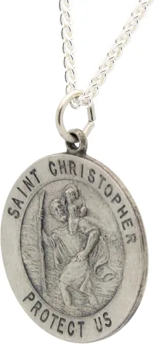 Miniatura 2 de Collar con medalla de St ChristopherMedallón de plata esterlina 925 y cadenaGrabado personalizadoCaja de regalo.