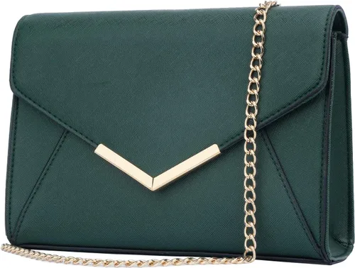 Miniatura 20 de KKXIU Bolso Clutch de Noche Tipo Sobre de Cuero Sintético Elegante para Mujer, Bolso Plegable para Fiesta, Boda, Graduación