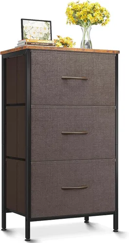 AODK Cómoda para Dormitorio, Mesa de Noche Pequeña, Cómoda con Cajones, Mesa de Final de Pasillo para Sala de Estar, Cómoda con 3 Cajones de Marrón