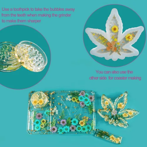 Miniatura 6 de 4 moldes de silicona para resina epoxi DIY, moldes de resina grandes, incluyendo molde de bandeja rodante, soporte para juntas de cenicero y molde
