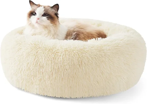 Miniatura 67 de Bedsure - Cama relajante para perro mediano, lavable, tipo dona, cama para gato, antideslizante, redonda, afelpada, mullida, de piel sintética