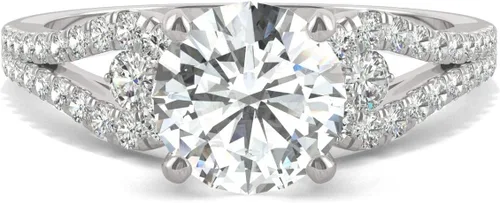 Miniatura 4 de Charles & Colvard Anillo de compromiso redondo de moissanita de oro blanco de 14 quilates de 0.295 in, 2,08 quilates de DEW