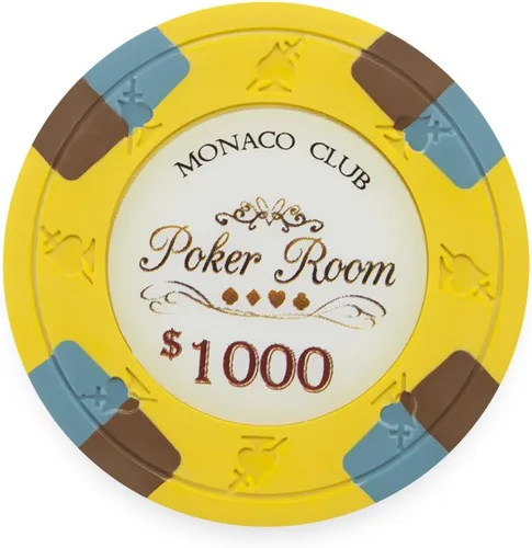 Miniatura 10 de Claysmith Gaming Paquete de 50 fichas de póquer Monaco Club, compuesto de arcilla pesada de 0.48 oz Rojo ($5 Red)