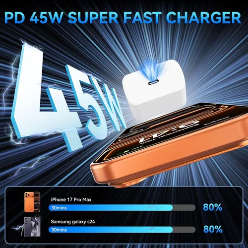 Miniatura 2 de Cargador para teléfono 17 16 Pro Max de carga rápida, bloque de carga USB C súper rápido de 45W con cable de carga trenzado de nylon de 10 pies