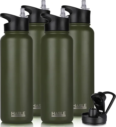 Miniatura 41 de HASLE OUTFITTERS Botella de agua aislada de 22 onzas, botella de agua de acero inoxidable de doble pared, boca ancha con tapa de popote y tapa
