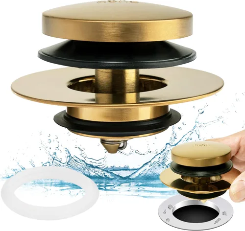 Miniatura 8 de Artiwell Tapón Universal de Drenaje de Baño Tip Toe y Cubierta, Tapón de Drenaje de Bañera, Reemplaza Desagües de Levantar y Girar, Tip-Toe y Níquel