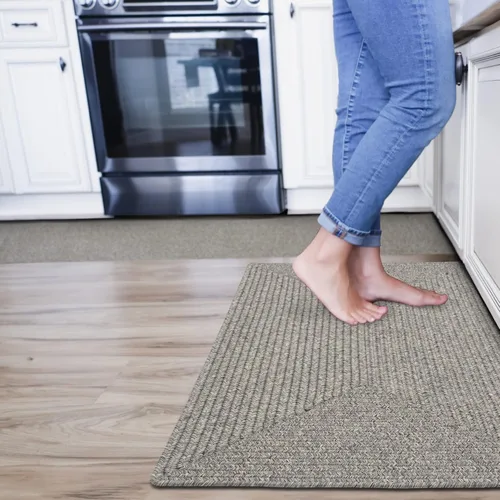Miniatura 49 de Alfombra ovalada trenzada gris humo de 20 x 30 pulgadas, lavable para interiores y exteriores, decoración campestre para cocinas y entradas