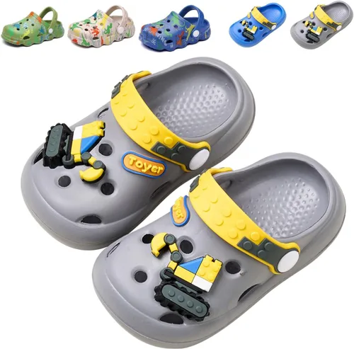 Miniatura 15 de Zuecos para niños, niños y niñas, dinosaurio, antideslizantes, para jardín, playa y piscina, sandalias tipo zuecos, chancletas de dibujos animados