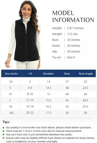 Miniatura 5 de Xeoxarel Chaleco de forro polar para mujer con 6 bolsillos (XS-2XL)