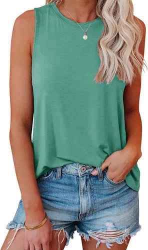 Miniatura 16 de JAWINT Camisetas casuales sin mangas para mujer, cuello redondo, sin mangas, holgadas, holgadas