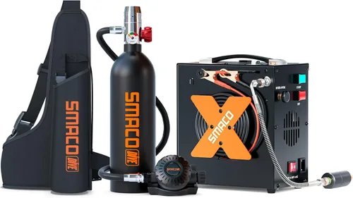 Miniatura 9 de SMACO Mini tanque de buceo 1L tanque de buceo portátil reutilizable buceo kit de cilindro de oxígeno para snorkel y rescate de emergencia S400