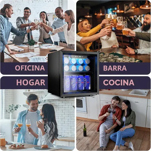 Miniatura 7 de Icyglee Refrigerador de bebidas para 48 latas, Mini refrigerador con puerta de vidrio con estantes ajustables, Refrigerador de bebidas independiente
