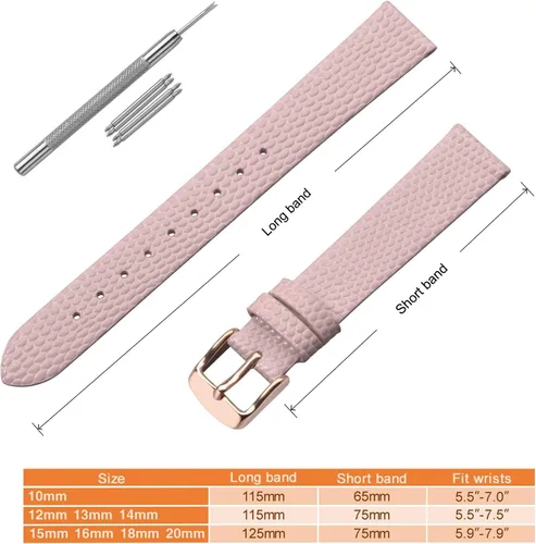 Miniatura 5 de ANNEFIT Correa de reloj de cuero para mujer, 0.394 in, 0.472 in, 0.512 in, 0.551 in, 0.591 in, 0.630 in, 0.709 in, 0.787 in, correa de repuesto