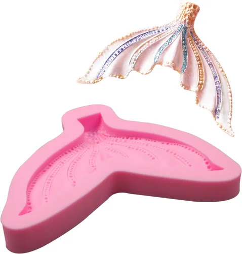 Miniatura 9 de Moldes de fondant con temática marina, 4 piezas, cola de sirena, concha, estrella de mar, para hornear, chocolate, moldes de silicona