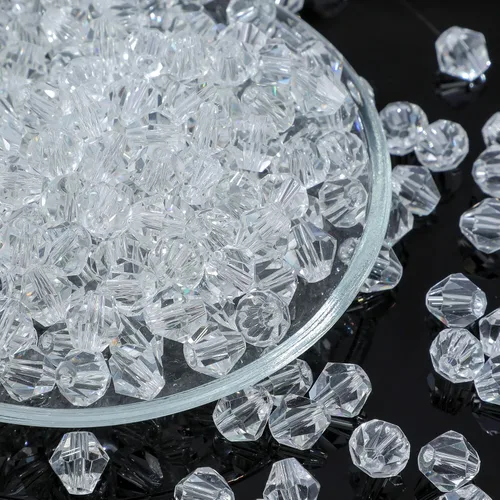 100 cuentas de cristal bicono, facetadas, blancas, transparentes, pequeñas y sueltas, cuentas espaciadoras para pulseras, manualidades, suministros