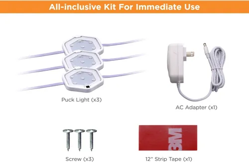Miniatura 5 de PureOptics LED Kit de 3 luces LED de disco, blanco cálido (LEDUC-PUCK-3WK)