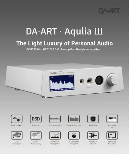 Fanmusic Yulong Aquila III AK4499EX Amplificador DAC hasta DSD1024 PCM1536kHz Preamplificador, amplificador de auriculares (negro)