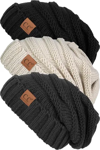 Miniatura 96 de Funky Junque Gorro de moda de punto trenzado de talla extragrande, grueso, abrigado, suave y holgado