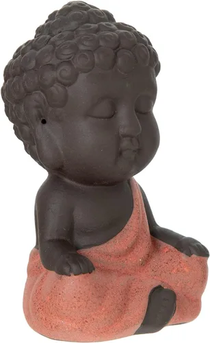 Miniatura 9 de FENGSHUI-CAISHEN Estatua de Little Buddha, figura de Buda bebé, arcilla hecha a mano para meditar decoración de escritorio zen para interiores Rojo
