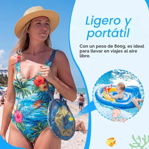 Miniatura 6 de LAYCOL Baby Pool Float with Canopy UPF50+, 120°Adjustable Sun Protection and Anti-Tip Safety Seat, Inflatable Toddler Floaties Infant Pool Float Azul