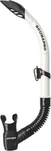 SCUBAPRO Escape semi-seco Snorkel, con válvula de purga y diseño de tapa de barril de protección contra salpicaduras Blanco