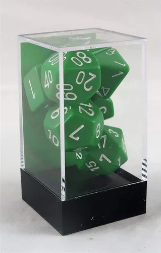 Miniatura 3 de Juego de dados opacos poliédricos de 7 troqueles - verde con blanco
