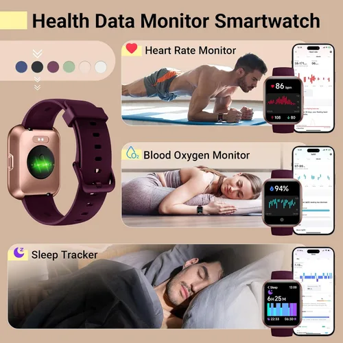 Miniatura 5 de Reloj inteligente para mujer para responder/hacer llamadas, 1.8 pulgadas, reloj con Alexa integrado, monitor de frecuencia cardíaca del sueño