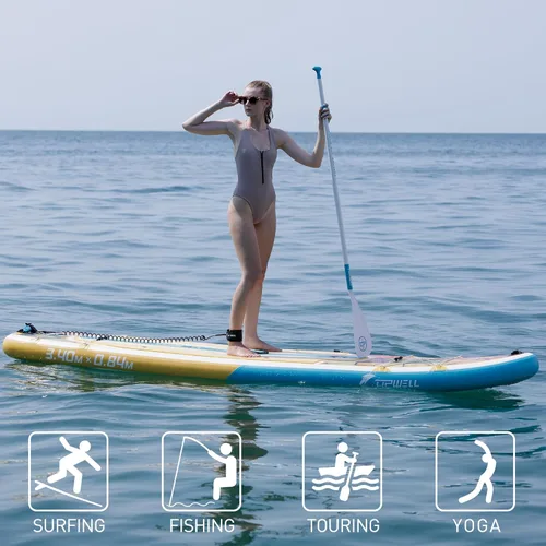 Miniatura 6 de UPWELL Tabla de remo de pie de 10 pies 6 pulgadas / 11 pies para jóvenes y adultos, tabla de remo inflable con diseño estable, accesorios de SUP
