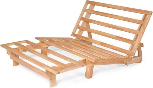 Miniatura 4 de Marco triple de madera de sofá cama, futón de madera - (Ahorro de espacio, acabado natural) Ideal para espacios pequeños, casas rodantes y muebles