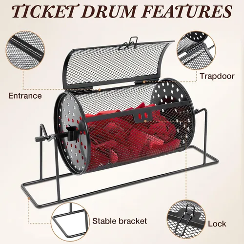 Miniatura 4 de Teenyyou 2 unidades de tambor de rifa pequeño de 7 x 4.7 pulgadas mejorado para boletos con capacidad para 600 boletos con soporte