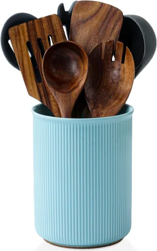 Miniatura 12 de LoeJan Soporte para Utensilios de 3 Compartimentos, Recipiente para Utensilios Extra Grande, Organizador de Utensilios de Cerámica Estable, Juego