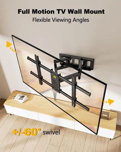 Miniatura 9 de FORGING MOUNT Soporte de pared para TV de movimiento completo con tomas de corriente para pantallas de 42 a 90 pulgadas, soporte de TV premontado