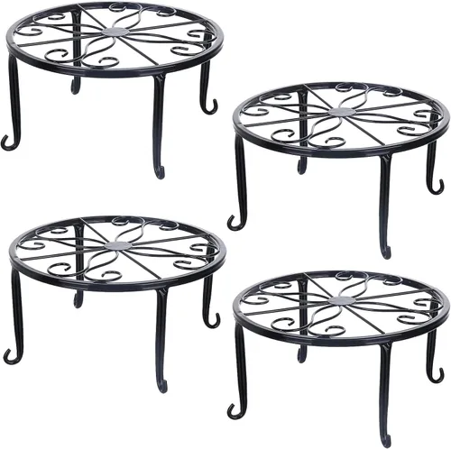 Tosnail Paquete de 4 soportes de metal para plantas, estante de soporte para macetas, soportes para macetas, soporte para macetas de hierro