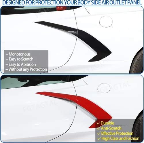 Miniatura 2 de Cubierta de salida de aire lateral de la carrocería exterior compatible con Chevrolet Corvette C8 2020-2026, cubierta de moldura de puerta de Rojo