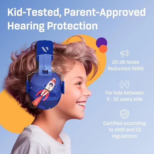 Miniatura 2 de Vanderfields - Protectores de oídos para niños, orejeras con cancelación de ruido, auriculares para niños, autismo, niños pequeños, niños rocket