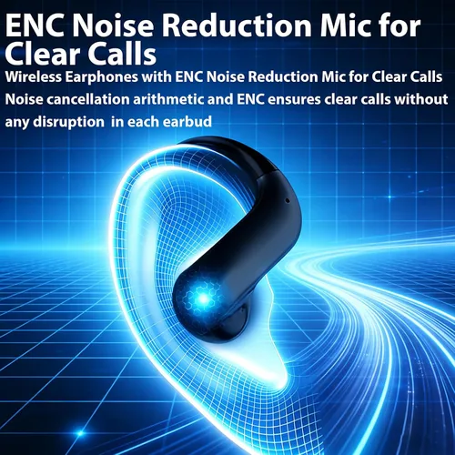 Miniatura 6 de Auriculares inalámbricos Bluetooth con ganchos, auriculares ENC con cancelación de ruido para deportes, reproducción de 60 horas de llamada clara