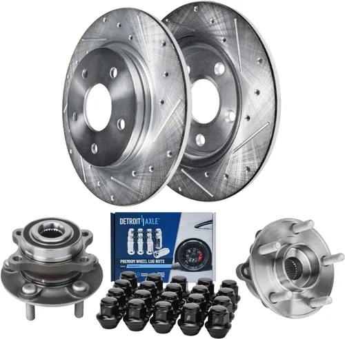 Miniatura 9 de Detroit Axle - Kit de frenos para Jeep Grand Cherokee 99-04 1999 2000 2001 2002 2003 2004 Rotores de freno de disco perforados y ranurados Pastillas