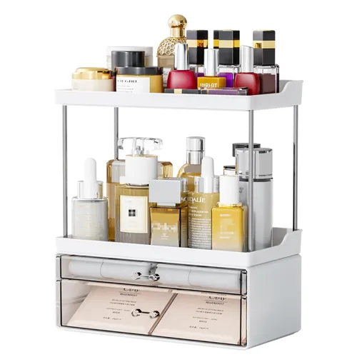 Yieach Organizador de maquillaje acrílico, organizador grande para el cuidado de la piel para tocador, organizador de plástico para encimera de baño