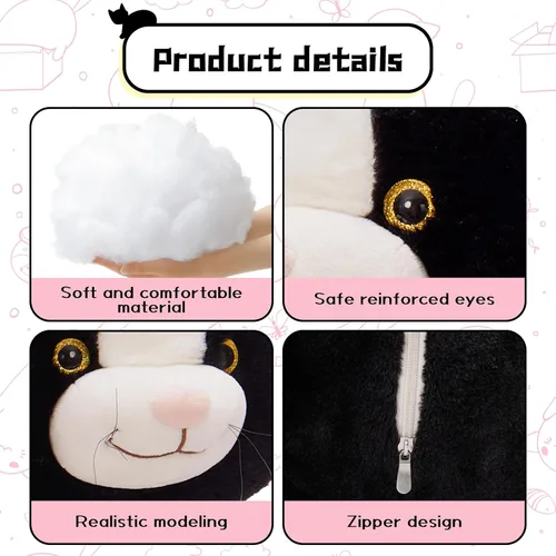 Miniatura 6 de Tezituor Peluche de Gato Gigante de 39.5 Pulgadas, Juguete de Peluche de Gato de 3.2 Libras con Patas Largas, Almohada Corporal Grande de Gatito