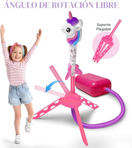 Miniatura 4 de beefunni Lanzador de cohetes de unicornio para niños, 4 unicornios, juguetes al aire libre para niñas, regalos de Navidad, Pascua, cumpleaños