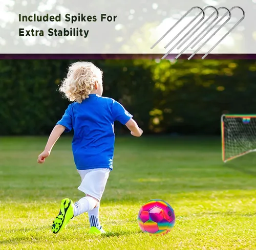 Miniatura 6 de Morvat Juego de portería de fútbol con bastones de metal para niños, equipo de entrenamiento portátil ligero para patio trasero e interior, red