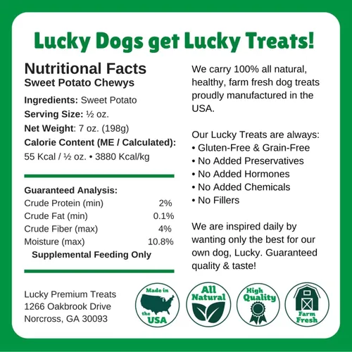 Miniatura 6 de Lucky Premium Treats Sweet Potato Chewys - Golosinas masticables para perros de tamaño de un bocado, grandes golosinas de entrenamiento para perros