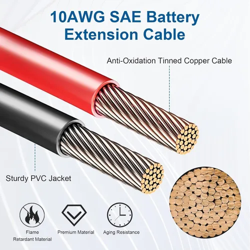 Miniatura 3 de Linkstyle 2 piezas de enchufe de alimentación SAE de 1 pie 10 AWG puerto de pared lateral a conector de junta tórica, cable de extensión SAE