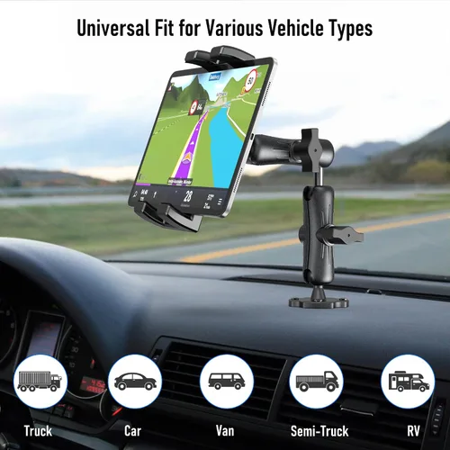 Miniatura 6 de Soporte de aluminio resistente para tableta, tablero de instrumentos para camión, vehículo, escritorio, pared, soporte ajustable de 360° para iPad