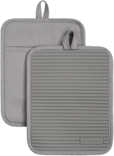 Miniatura 17 de KitchenAid - Juego de agarraderas de silicona suave y acanalada, azul Willow, 7 x 9 pulgadas Willow azul