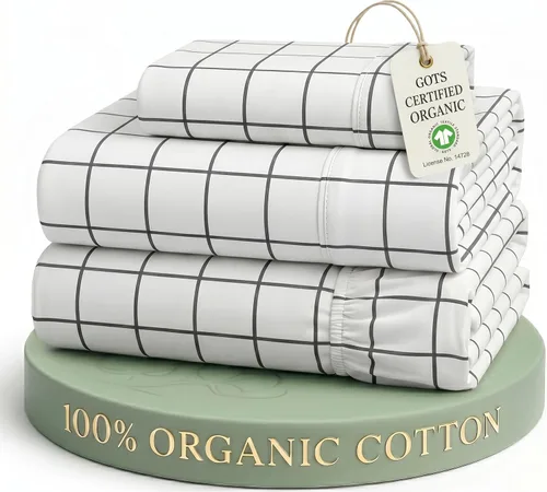 Miniatura 63 de Lane Linen Sábanas de cama tamaño Queen, juego de sábanas 100 % algodón orgánico, sábanas refrescantes suaves tamaño Queen, juego de sábanas Queen